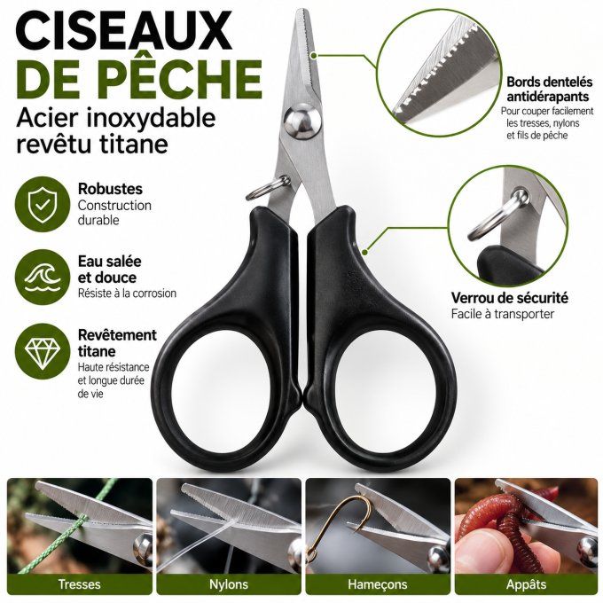 ciseaux de pêche compacts