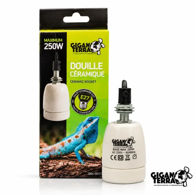 Douille Céramique 250W pour Terrarium – Câble avec Interrupteur