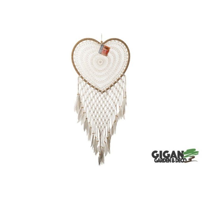 Attrape rêve - DREAM CATCHER HEART KUBAL JARING CREAM 52CM 52X1X52CM