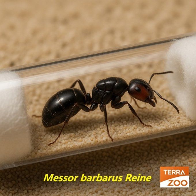 Fourmi Messor barbarus - gyne seule+couvain