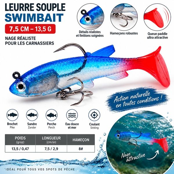 Leurre souple Swimbait 7,5 cm – 13,5 g