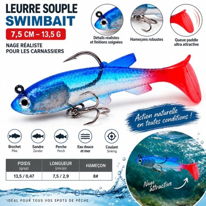 Leurre souple Swimbait 7,5 cm – 13,5 g