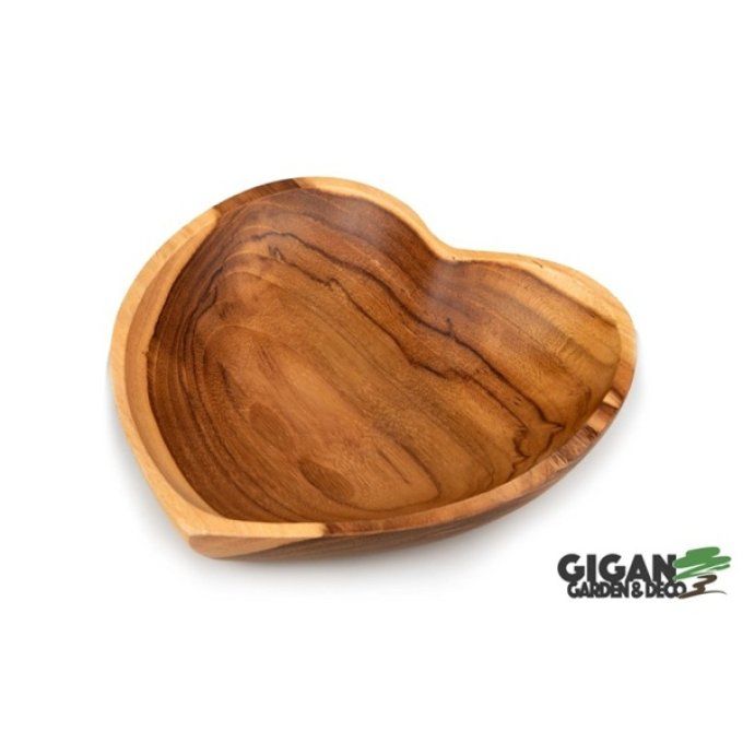 Plat forme cœur en bois de teck – 18 x 18 x 4 cm 