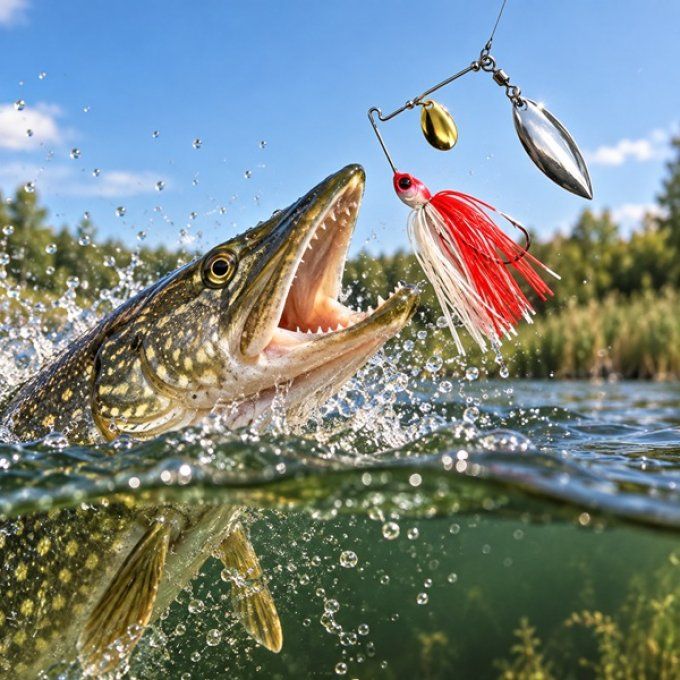 ? Spinnerbait 12 g à double palette – Leurres carnassiers