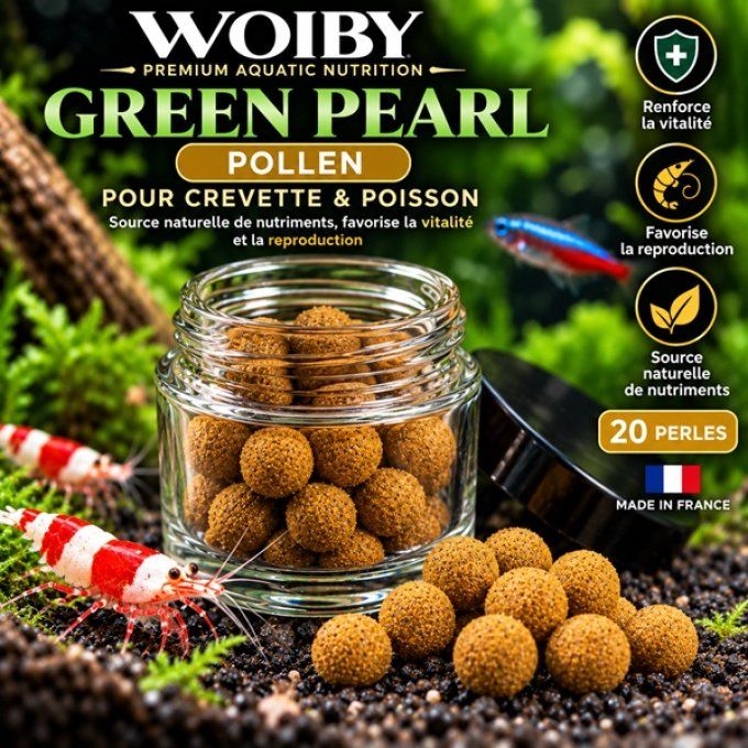 Woiby Perles nutritive pour Crevettes et Poissons - 20 perles