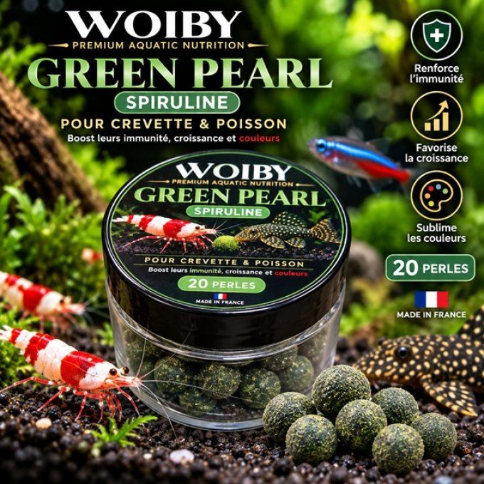 Woiby Perles nutritive pour Crevettes et Poissons - 20 perles